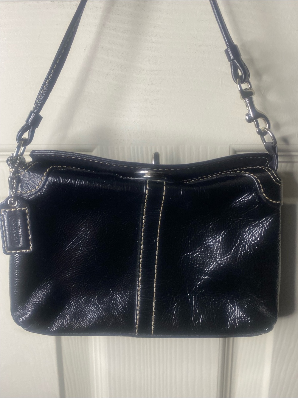 Vintage Y2K Coach Wristlet Black Patent Leather Clutch